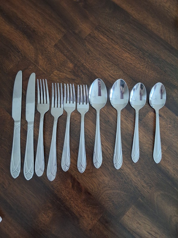 Pflatzgraff Flatware With Mirage Frost Pattern. Set Includes 10 Pieces Total.