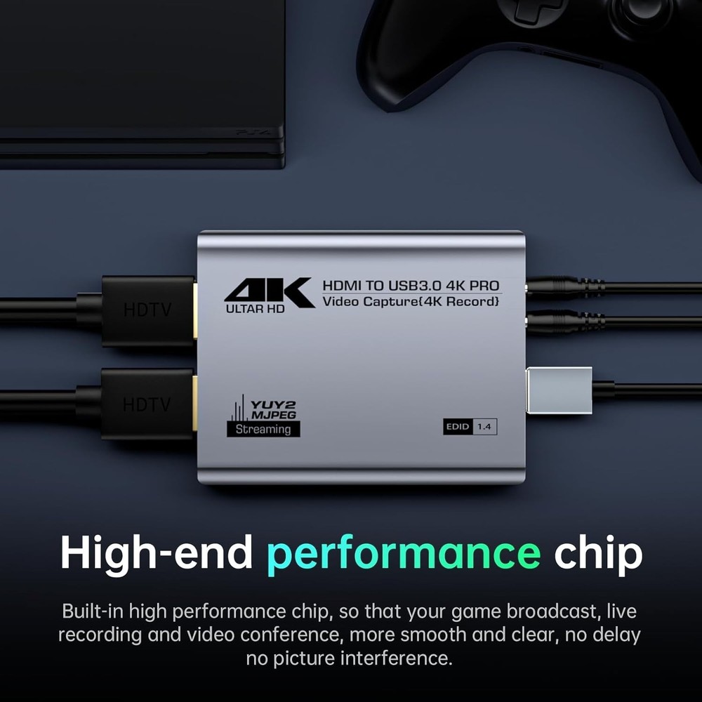 Ultra-Low Latency USB 3.0 Capture Card - 4K Loop-Out for PS5 & Switch Streaming