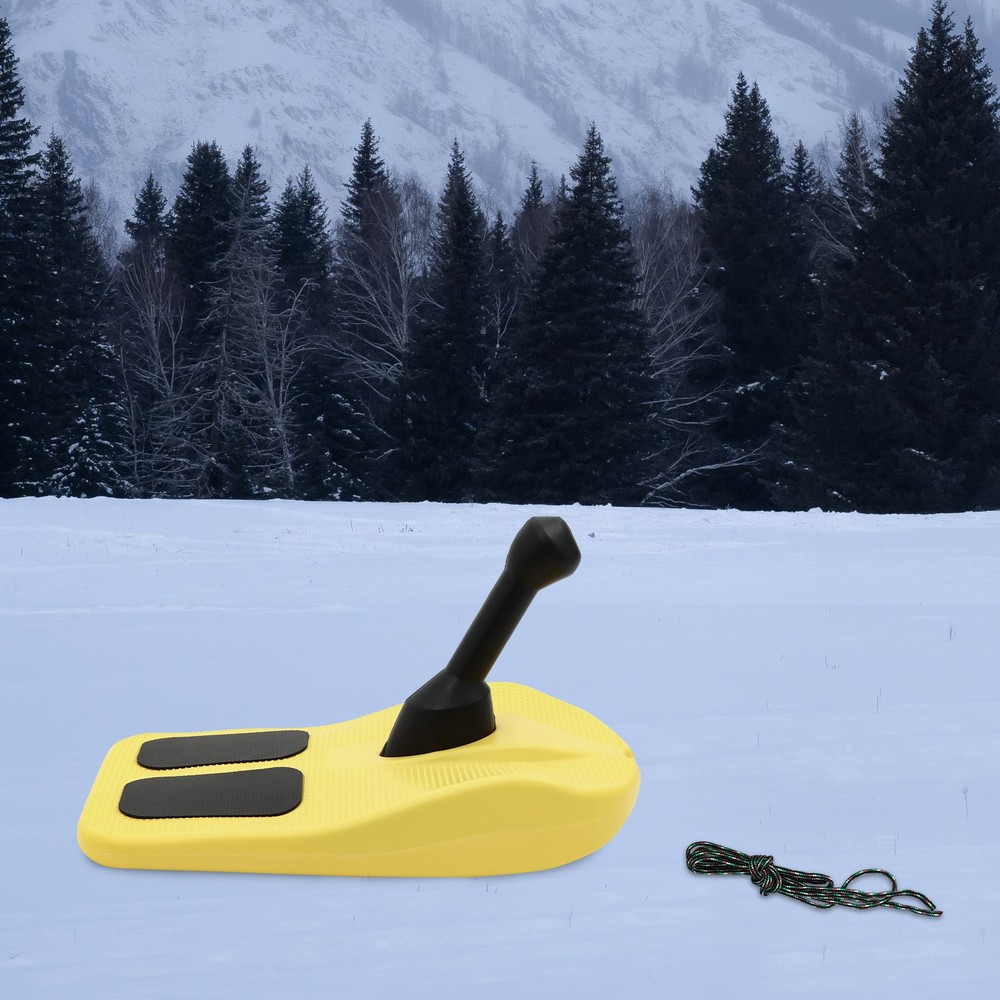 Sled Snow Board Tool Sledding Snowboard w/ Handle & Pull Rope for Kid Winter Fun