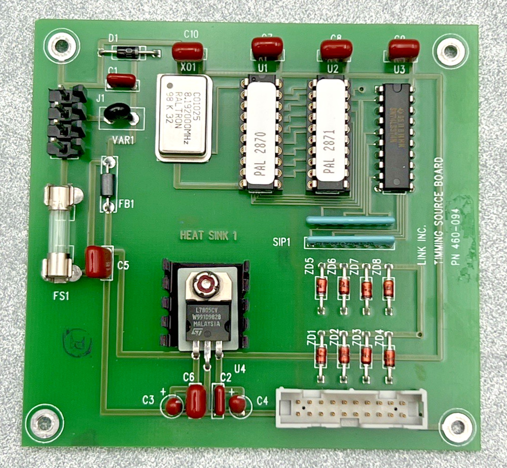 LINK INC 460-094 TIMING SOURCE BOARD W/MULTICOLORED FLAT RIBBON CABLE