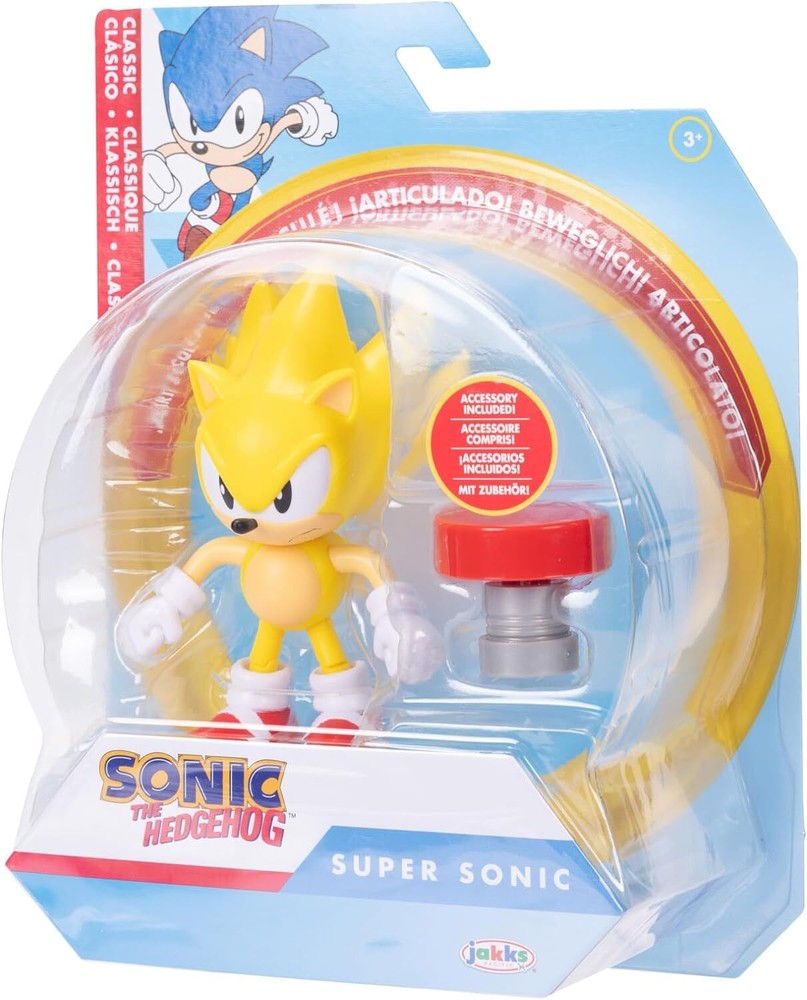 Sonic the Hedgehog 4-inch Super Action Figure with Red Spring...