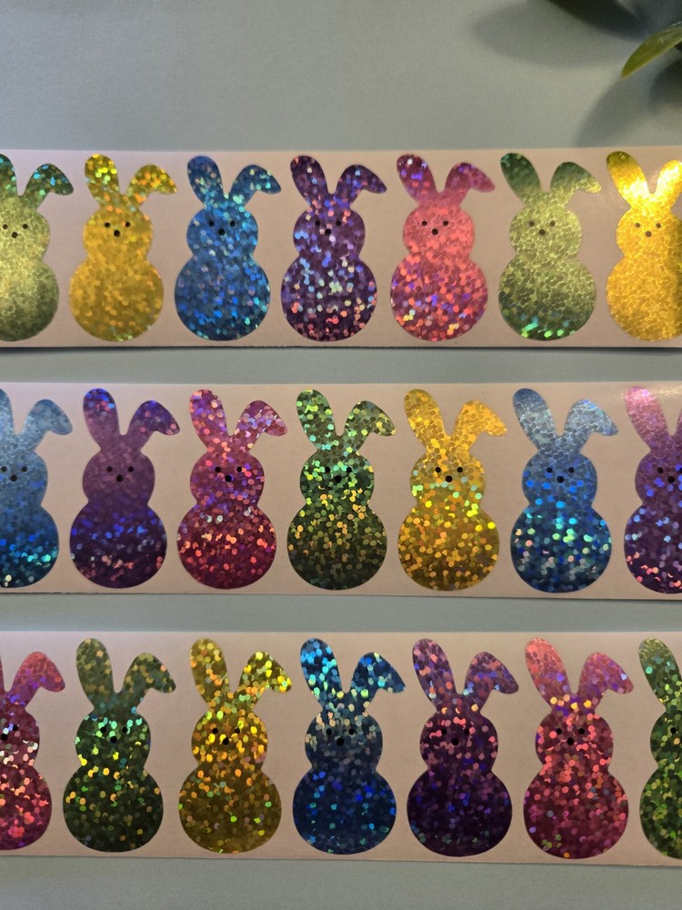 24 HOLOGRAPHIC EASTER STICKERS/EASTER BUNNY STICKERS/EASTER STICKERS/ EASTER