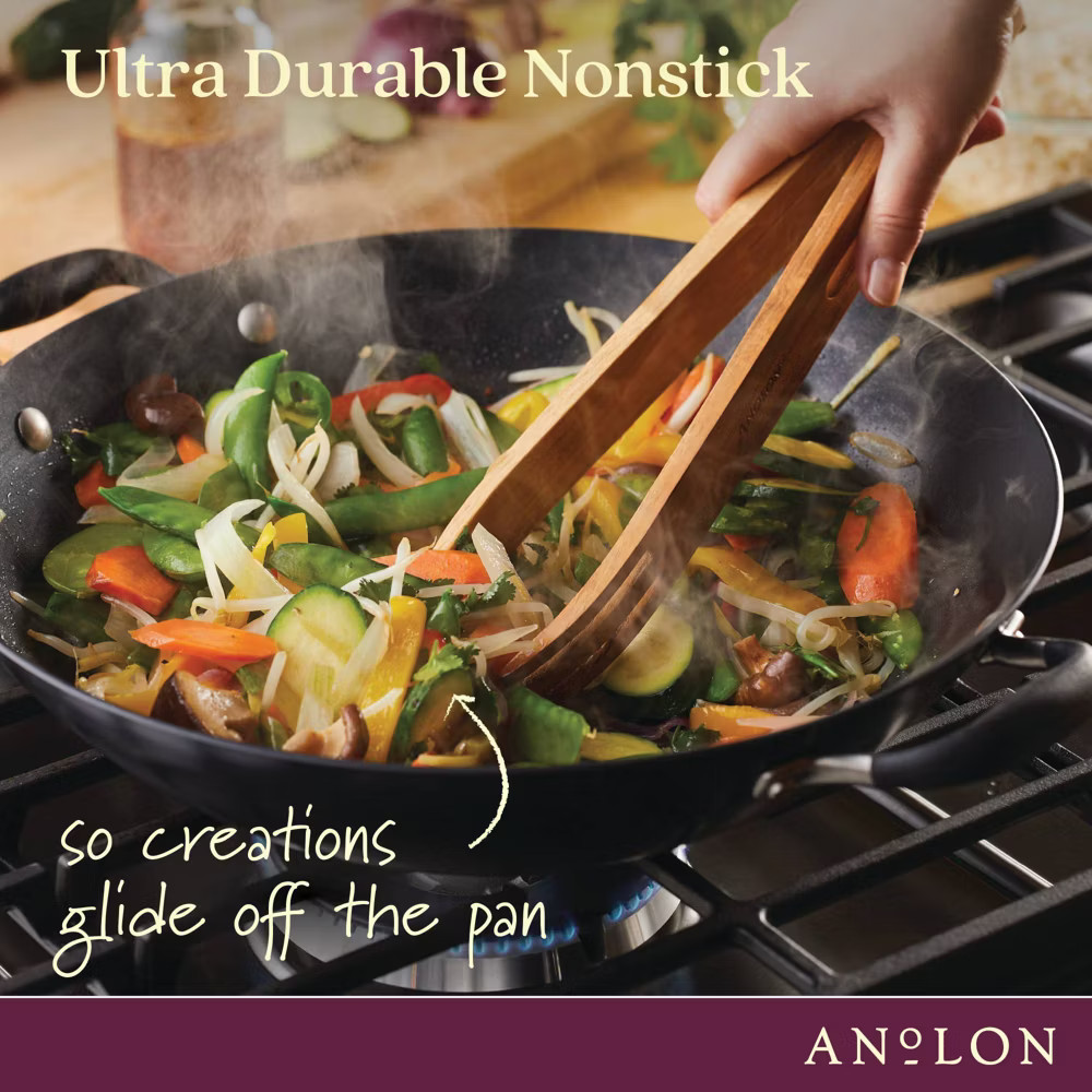 Anolon Advanced Home 14" Hard Anodized Nonstick Wok with Side Handle and