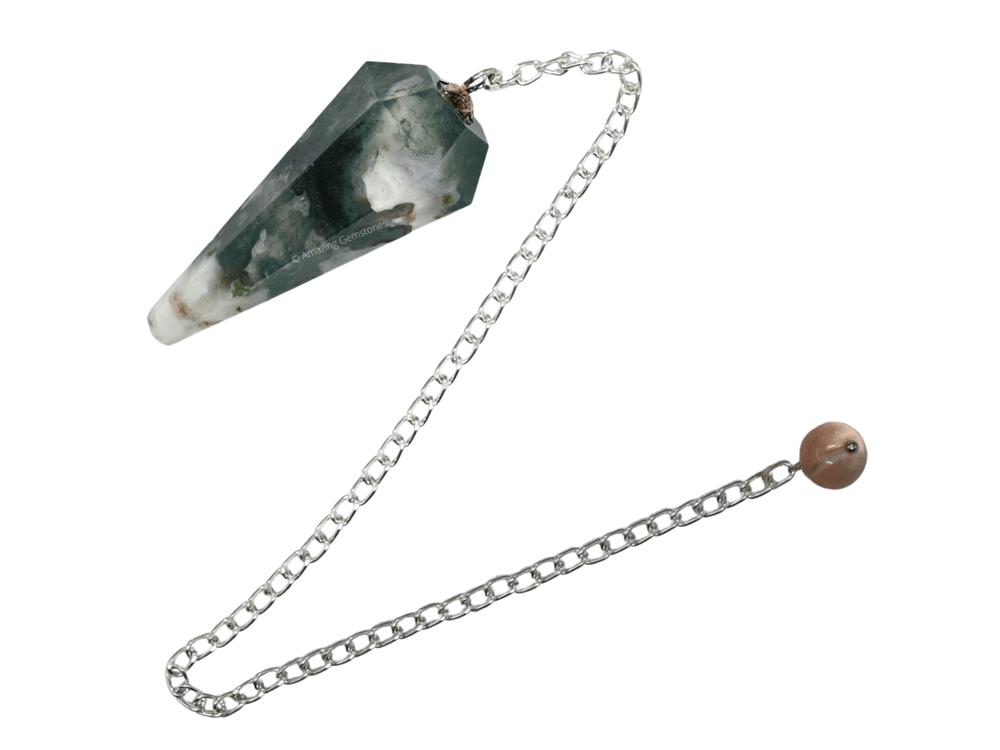 Moss Agate Dowsing Crystal Pendulum