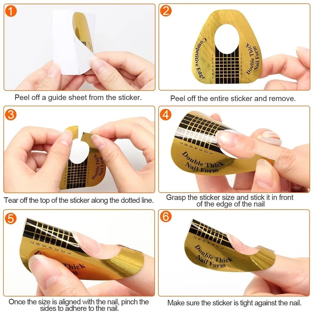 200 PCS Nail Forms for Builder Gel, AHIER Self-adhesive Nail Extension Forms for