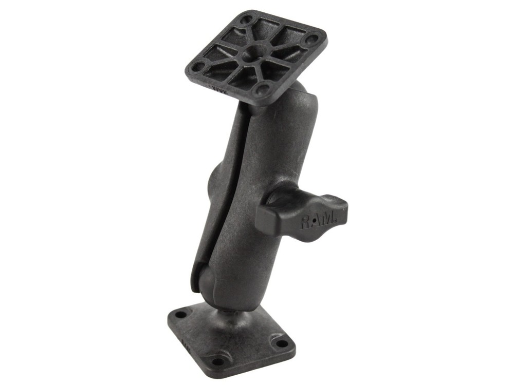 RAM Composite Drill-Down 1" Ball Mount with Two Rectangle AMPS Plates