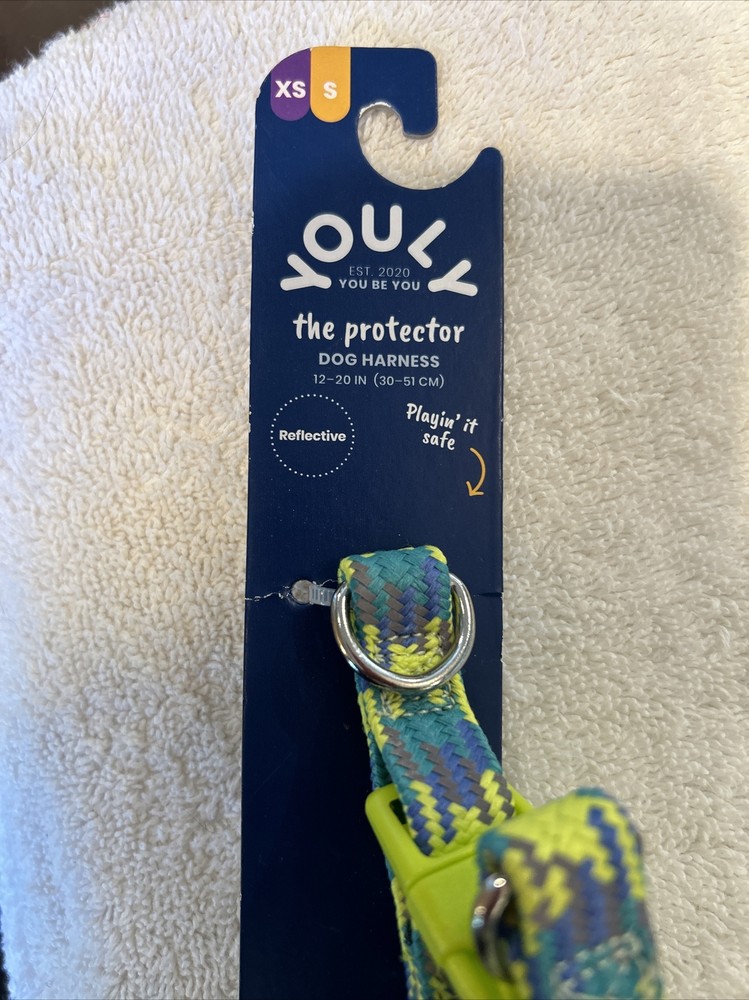 YOULY Yellow/Blue Reflective Dog Harness, X-Small