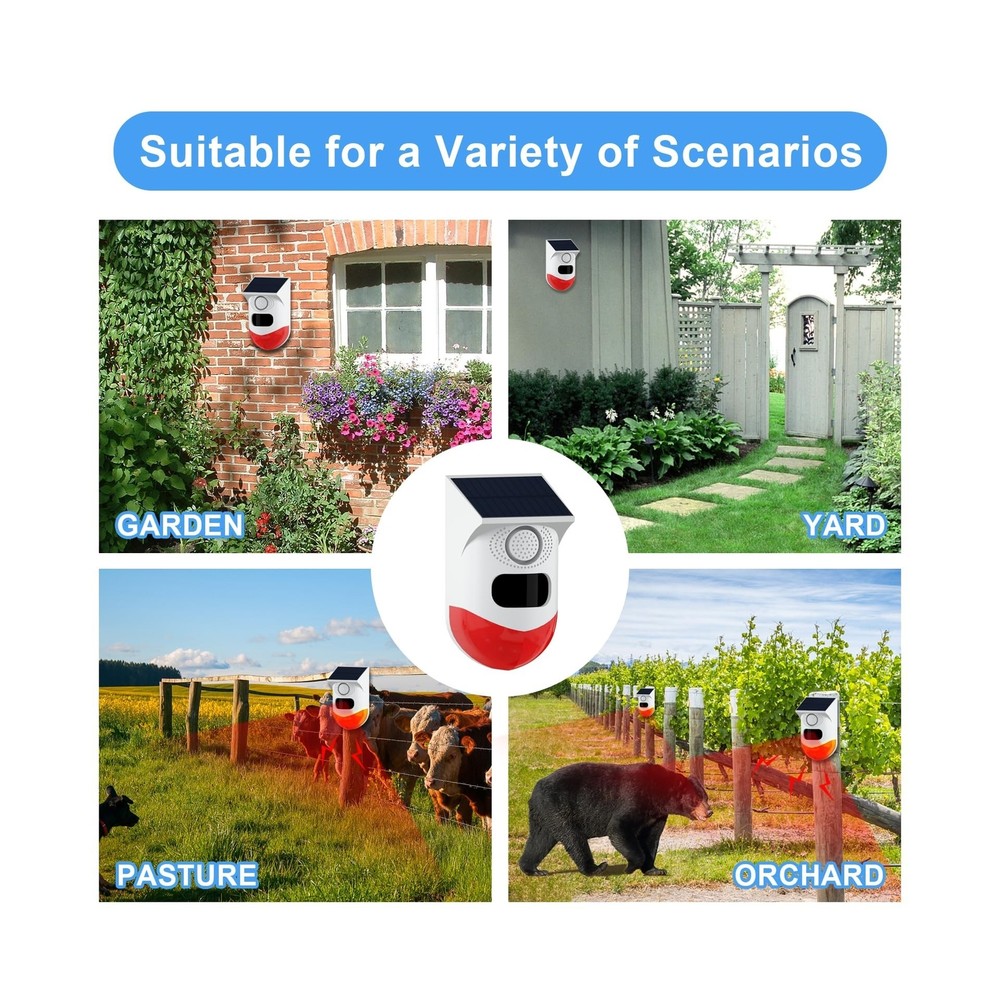 ChunHee Solar Motion Sensor Outdoor Alarm,Adjustable Sensitivity Mo... Fast Ship