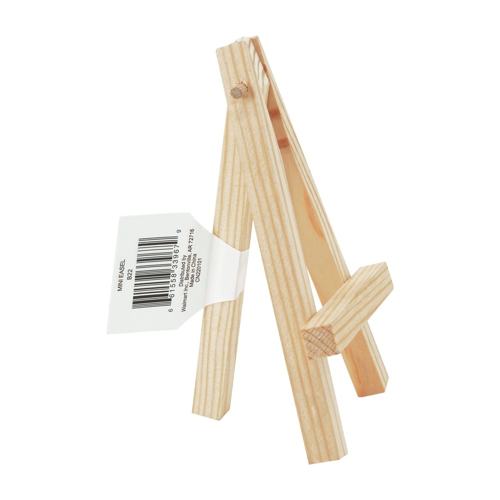 (6 pack) Mini Natural Wood Display Easel, Solid Pine Wood, 4.8", 1 Piece