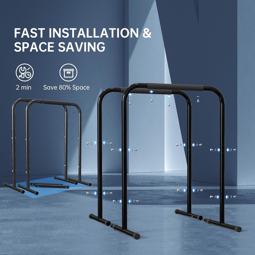 Compact Pull-Up Dip Station for Home Gym — Adjustable, Space-Saving Upper-Body