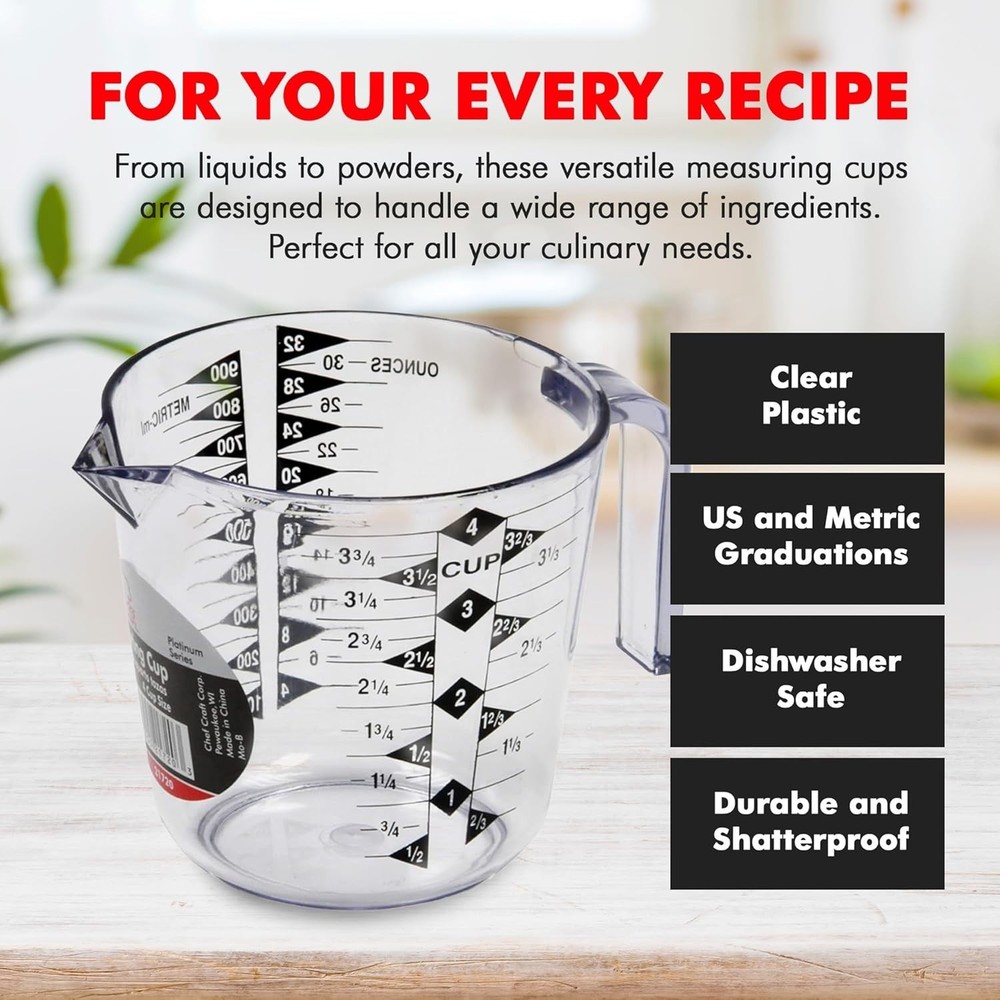 Select Plastic Measuring Cup, 4 Cup, Clear