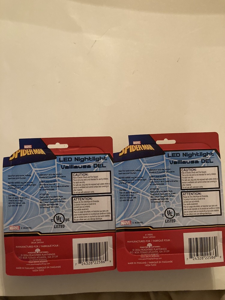2 pc set Marvel Spider Man led night light plug in new