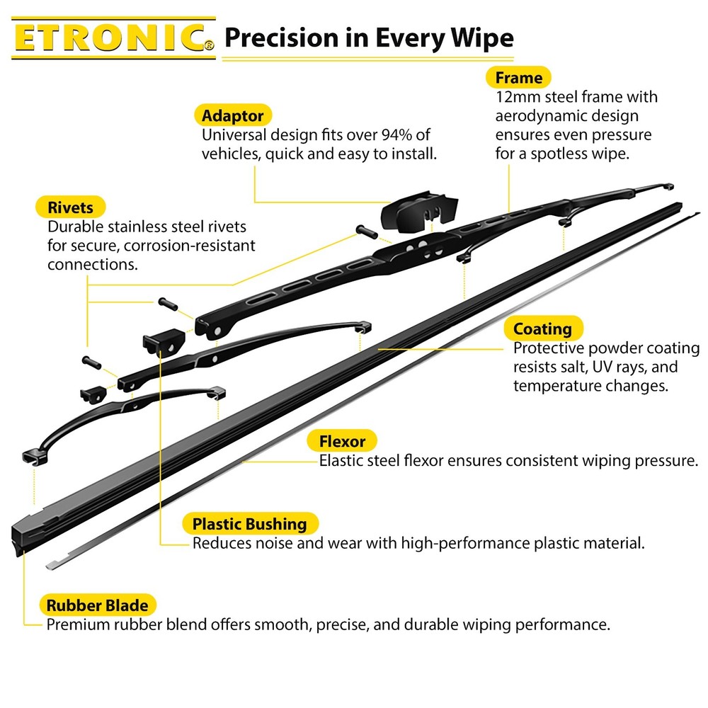 4-Pack All Season Wiper Blades size 19" & 19" Windshield Front Left & Right