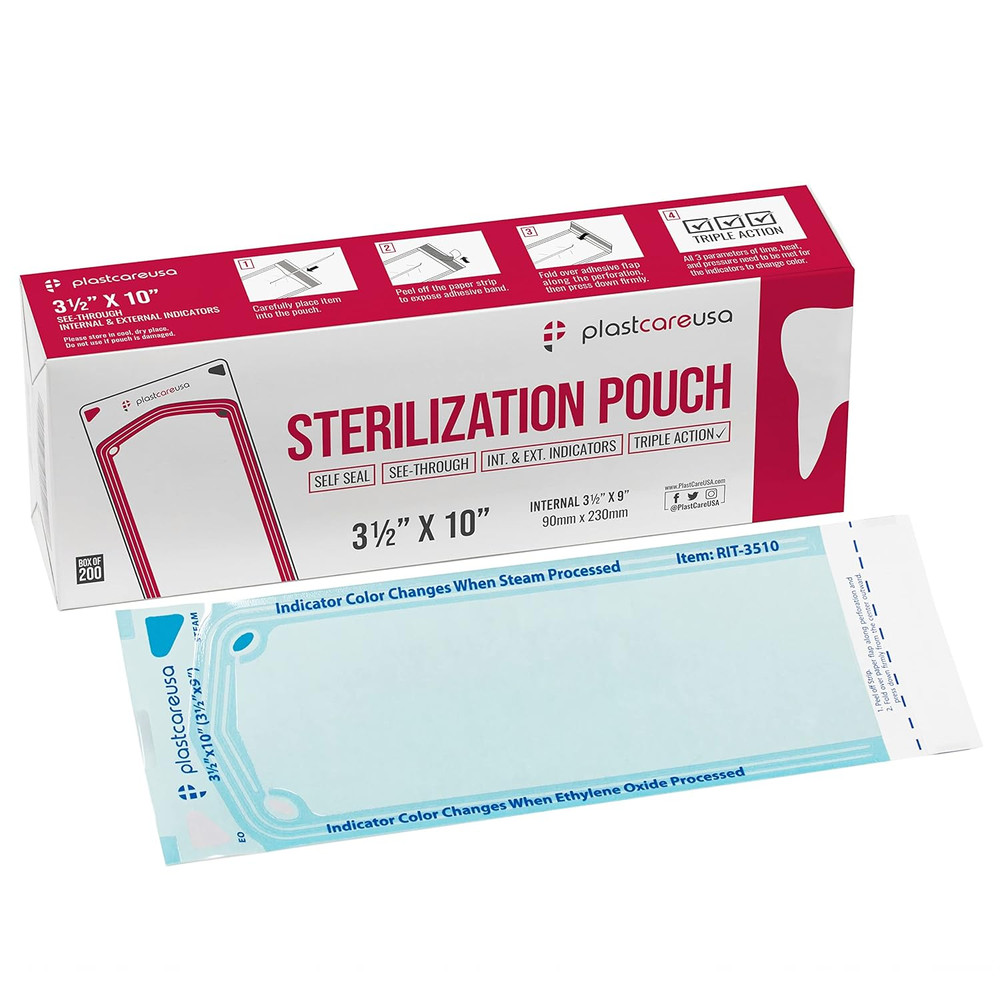 Self Seal Sterilization Pouch 3.5" X 10", 200 per Box
