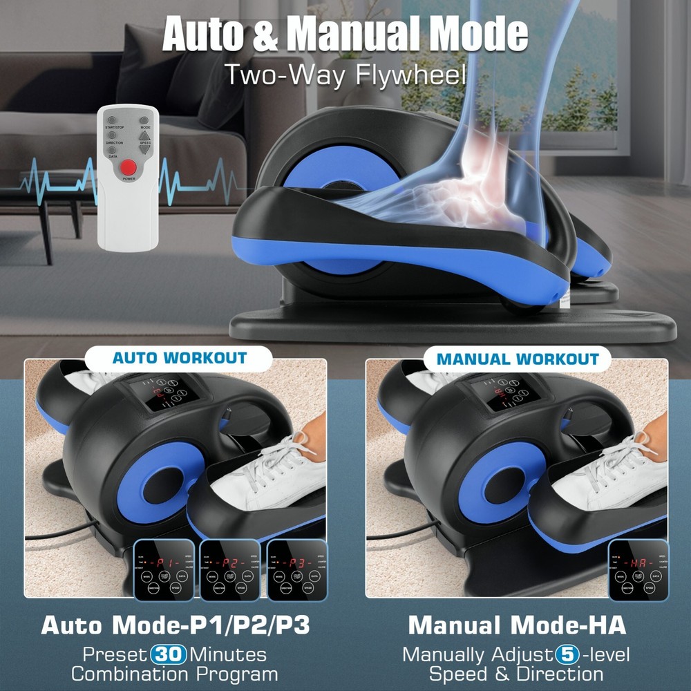 Under Desk Elliptical Machine Mini Elliptical Trainer w/Remote Control & LCD NEW