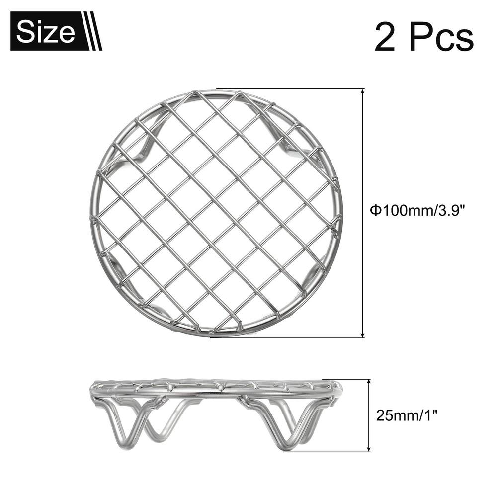 2 Pcs Round Cooking Rack 3.9 Inch Dia for Cooking Silver