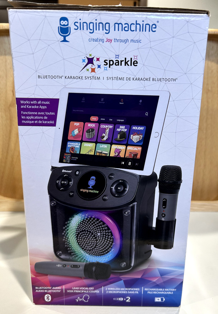 Singing Machine Sparkle Bluetooth LED Lights Karaoke System New in Box
