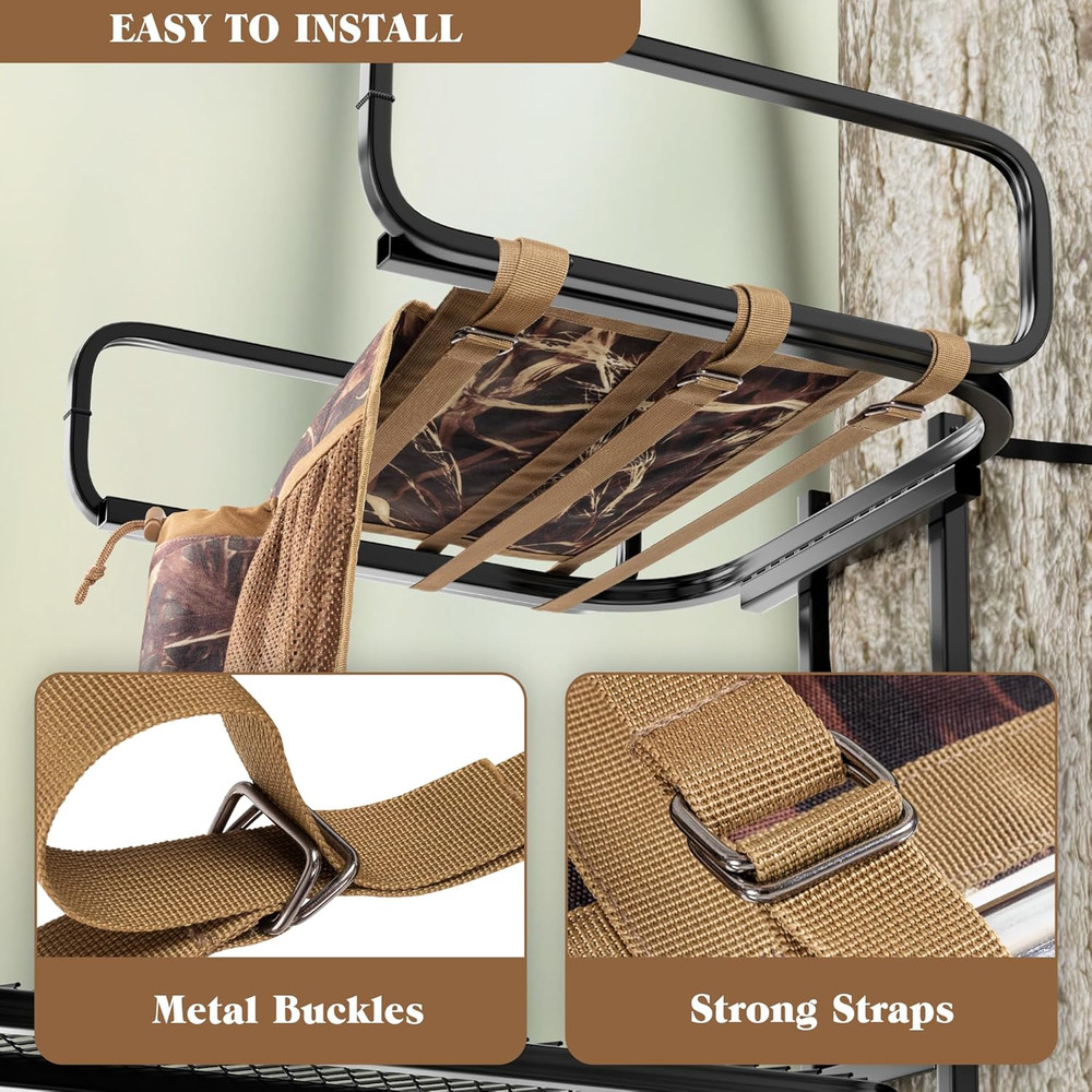 Universal Tree Stand Seat Replacement with 3 Pockets, Adjustable Tree Stand Seat