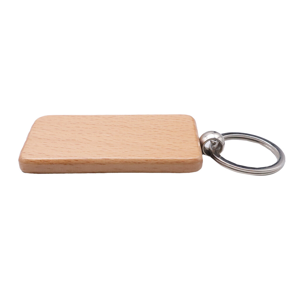 20 PACK DIY Rectangle Blank Wood Keychain Custom Key Tags Personalized Gift