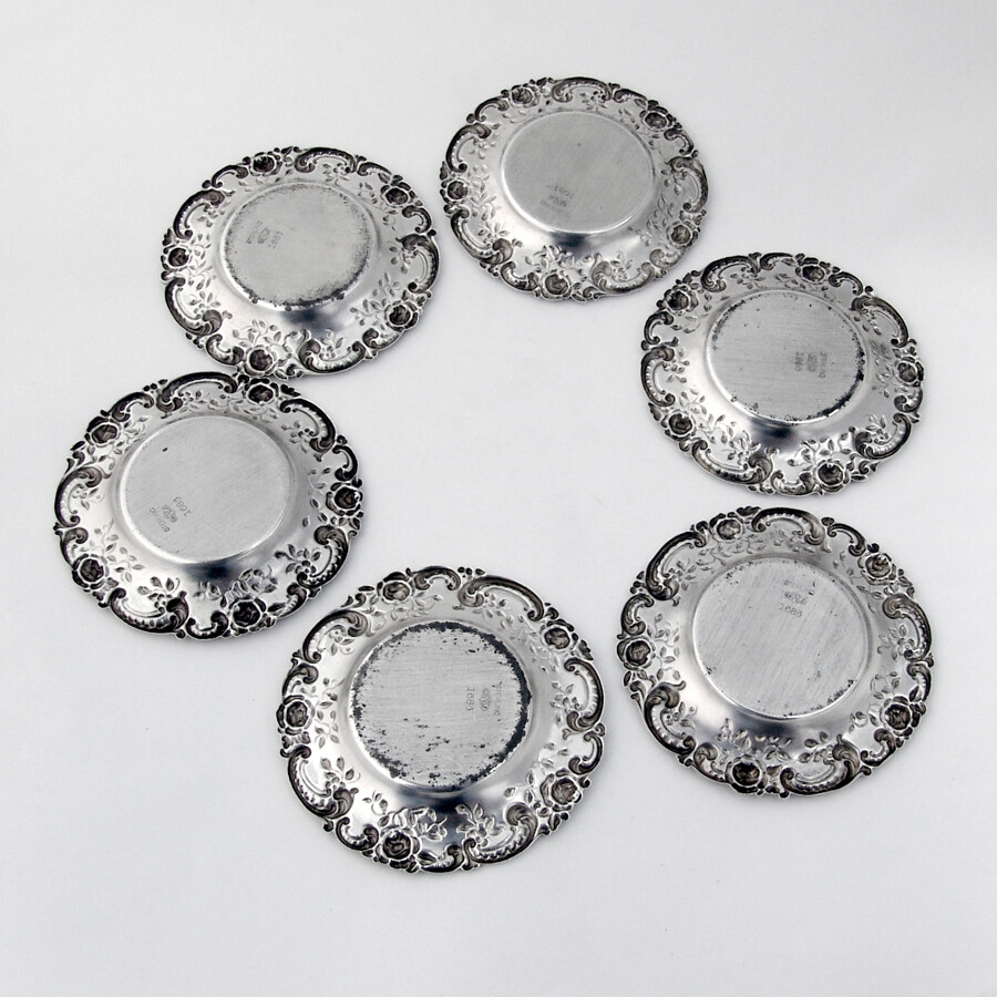 Rose Scroll Butter Pats Set Alvin Sterling Silver No Mono