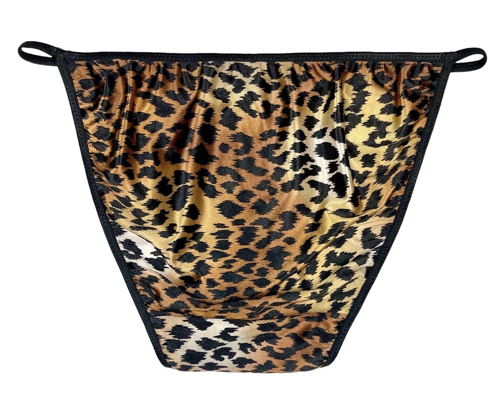 Satin String Bikini Second Skin Satin Leopard Print XL