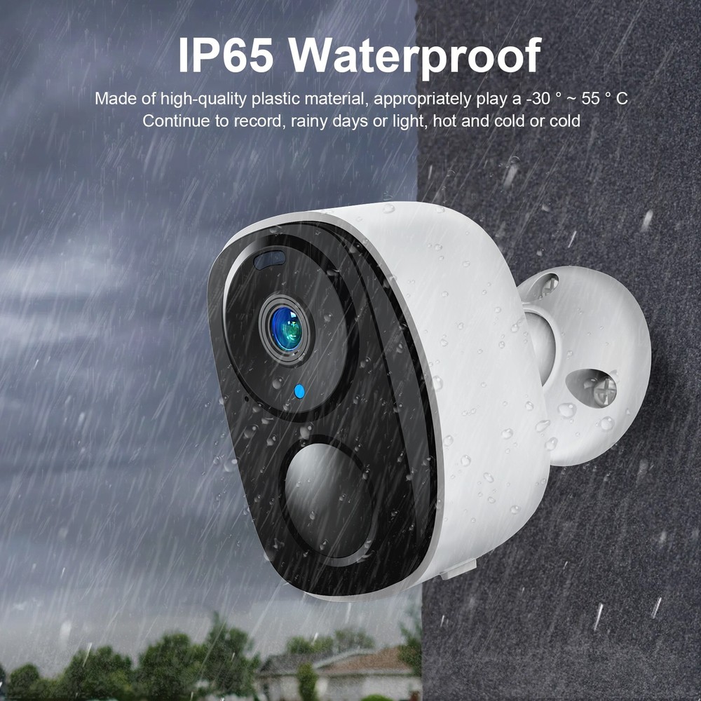 2K Solar Battery Powered Wireless Security Camera Wifi 3MP 2-Way Audio + 32GB