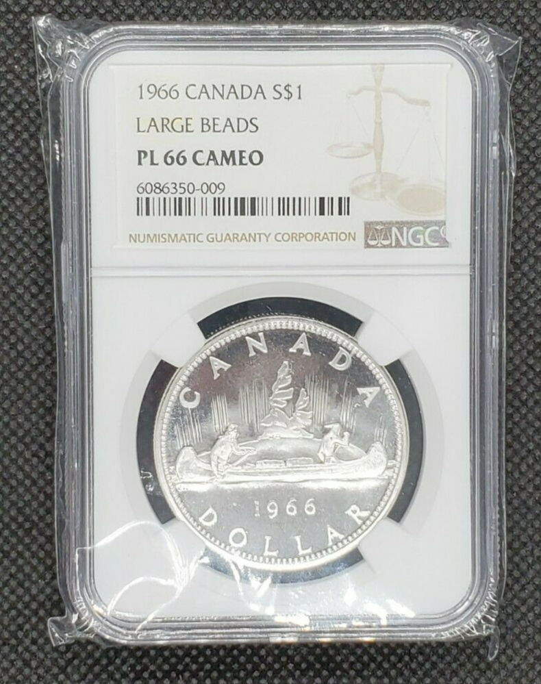 1966 (Large Beads) Canada Silver $1 | NGC PL66 Cameo