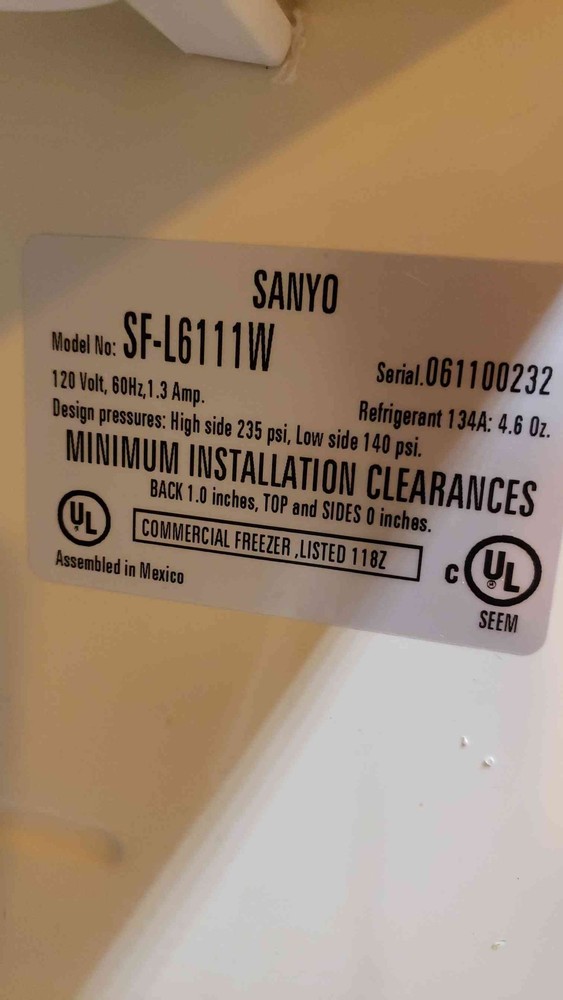 Sanyo Undercounter Lab Freezer SFL6111W Compact TESTED(100798)