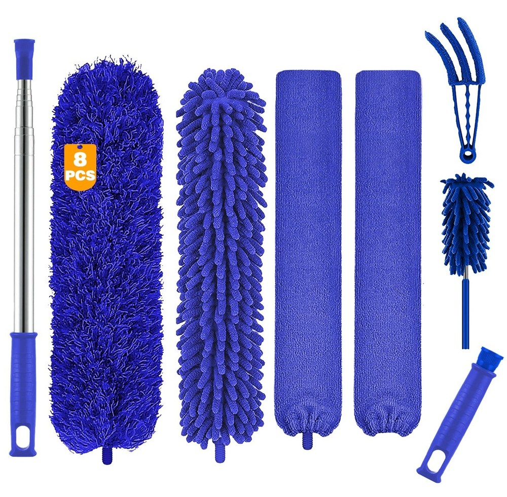 Microfiber Duster, 8PCS Feather Duster with 100 Inch Telescoping Extension Po...