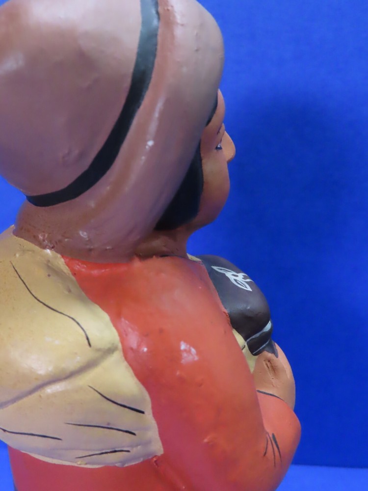 Vintage Hand Painted Peruvian Clay Figurine 7" Tall
