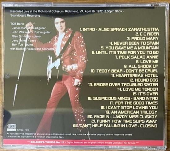 ELVIS PRESLEY / LIVE IN RICHMOND 1972 LONG VERSION (1CD)