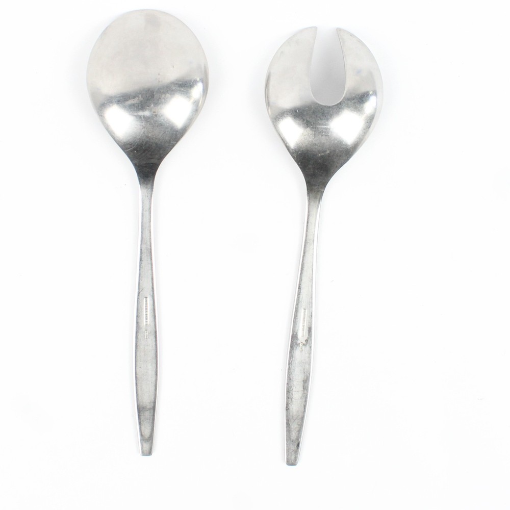 Dalia Braque Pattern 18/8 Stainless Salad Serving Set 9" Fork & Spoon HTF