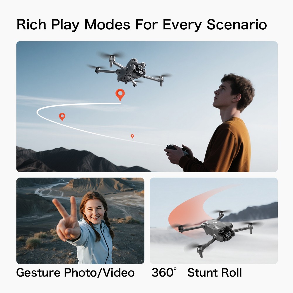 GT5 Drone with Dual Camera,Foldable,Large Screen Remote,2 Battery&Long Flight