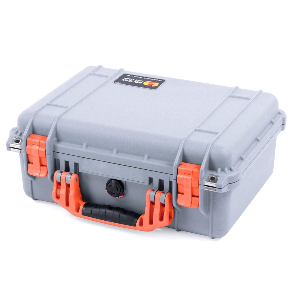 Silver & Orange Pelican 1450 case. No Foam - empty.