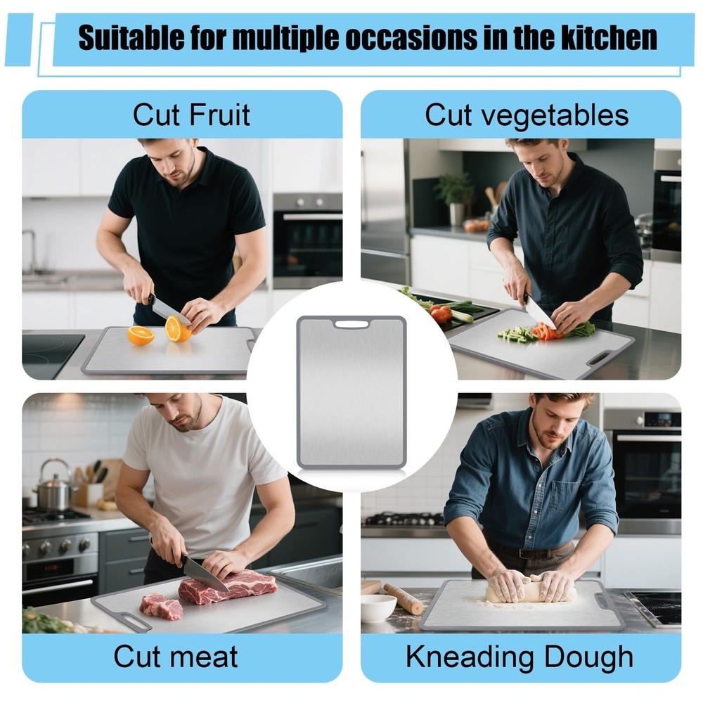 Titanium Cutting Boards for Kitchen,Non-Slip Titanium Cutting Board with Prot...