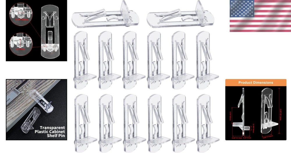 20 Pcs Clear Plastic Locking Shelf Pins - 5mm for Secure Shelf Support