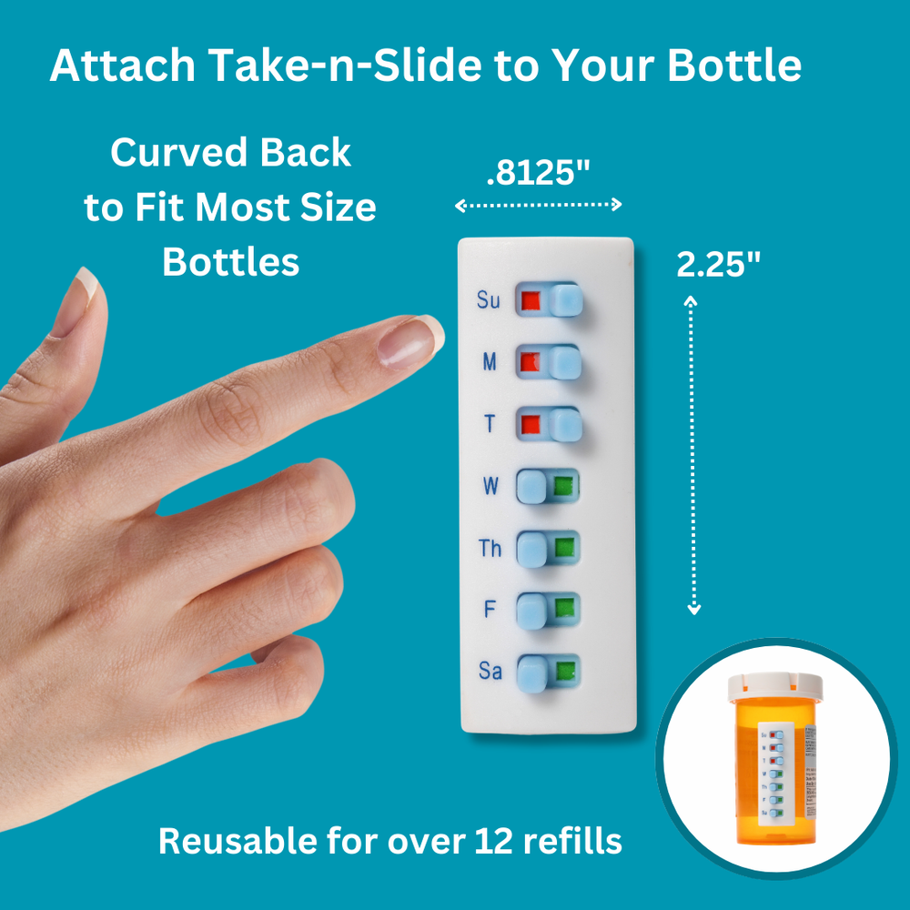 5 Count Pack Pill Tracker Take-n-Slide Medication Tracker and Reminder