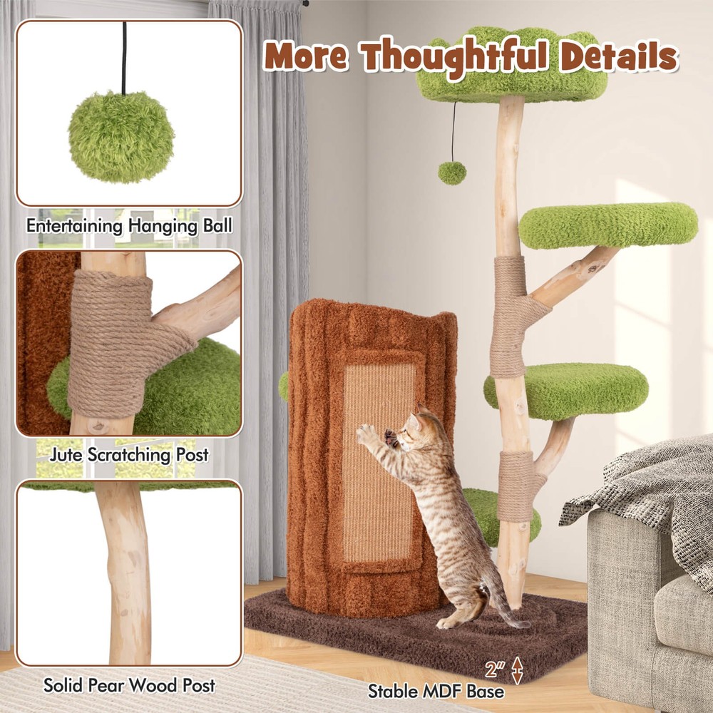 Multi-level Cat Tree w/ Double Decker Cat House Scratching Posts & Sisal Panel