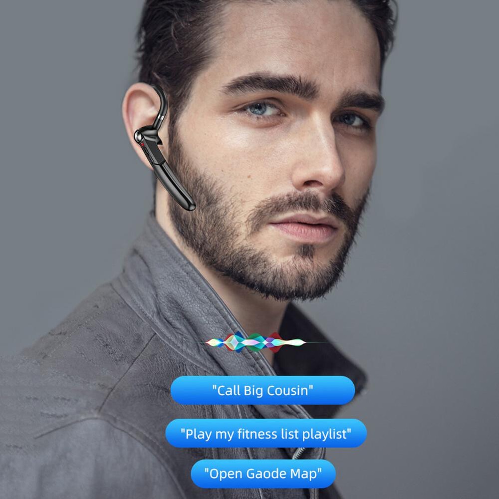 Bluetooth 5.0 Headset Wireless Driver Earpiece with Microphone Rotating Earbuds