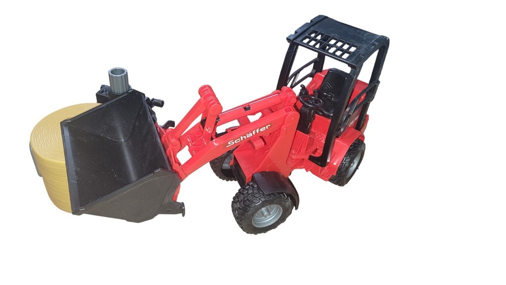Bruder Schaffer 2630 Compact Loader w/ Bale Grabber & Shovel Attachments - 1:16
