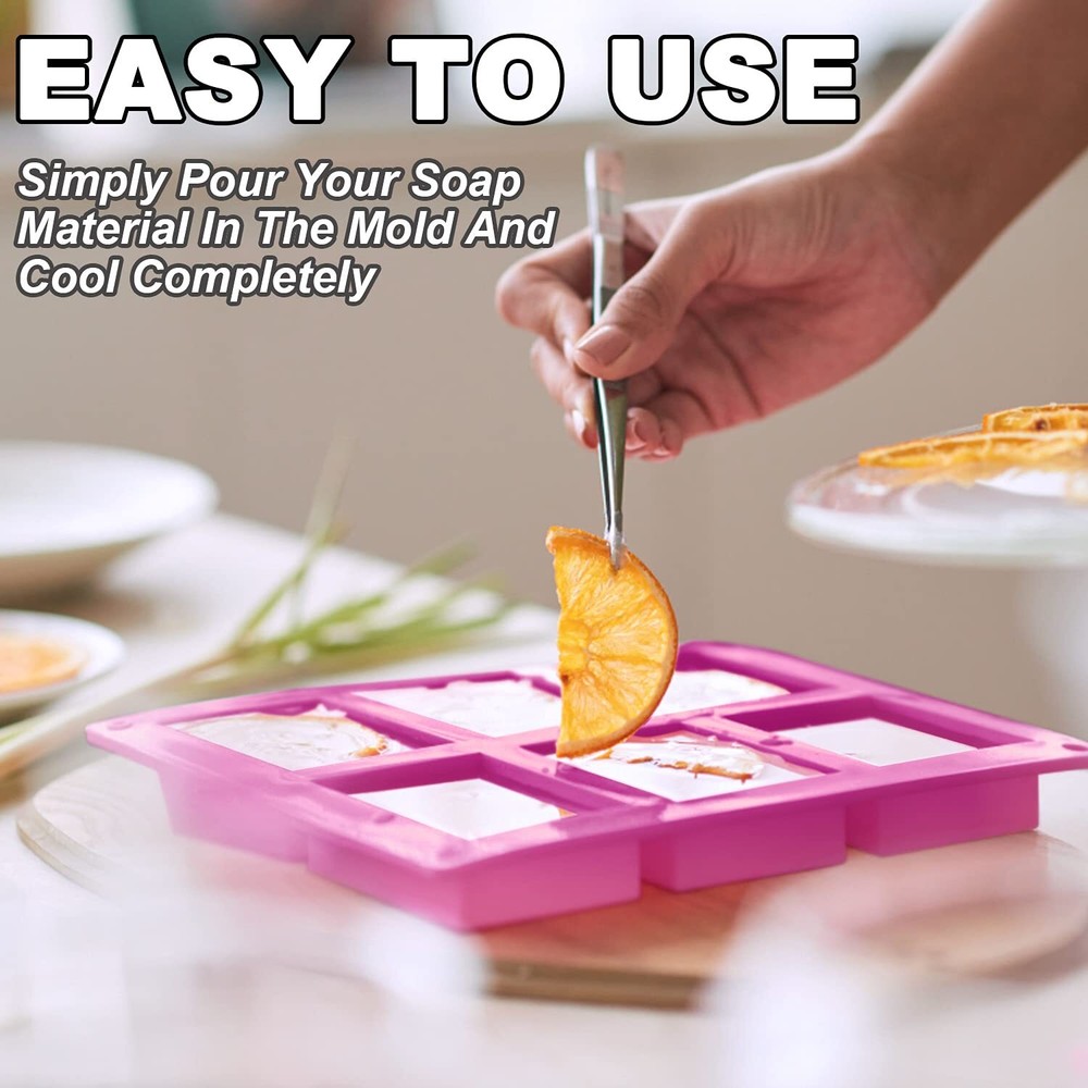 6 Cavities Silicone Soap Bar Mold Rectangular Soap Bar Maker, 2 Pack
