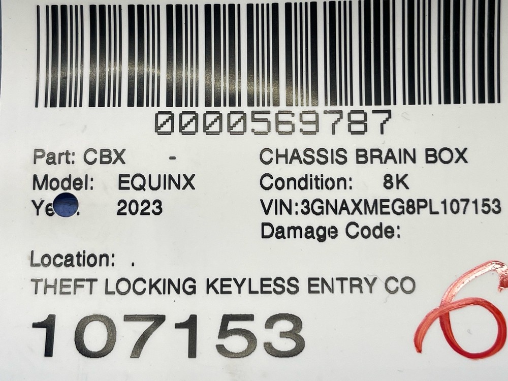 2023 CHEVY EQUINOX THEFT LOCKING KEYLESS ENTRY CONTROL MODULE UNIT 13518838