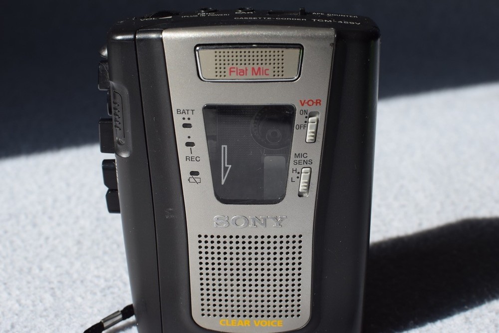Sony Cassette-Corder TCM-459V Black Silver Tested Working W Strap