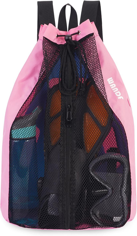 Swim Bag Mesh Drawstring Backpack Beach Backpack for Swimming, Gym, and Workout