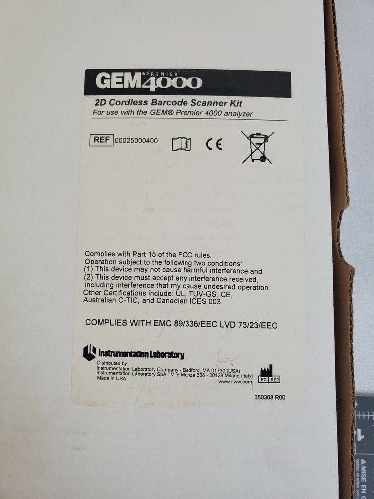 Instrumentation Laboratory Premier Gem 4000 Cordless Barcode Scanner
