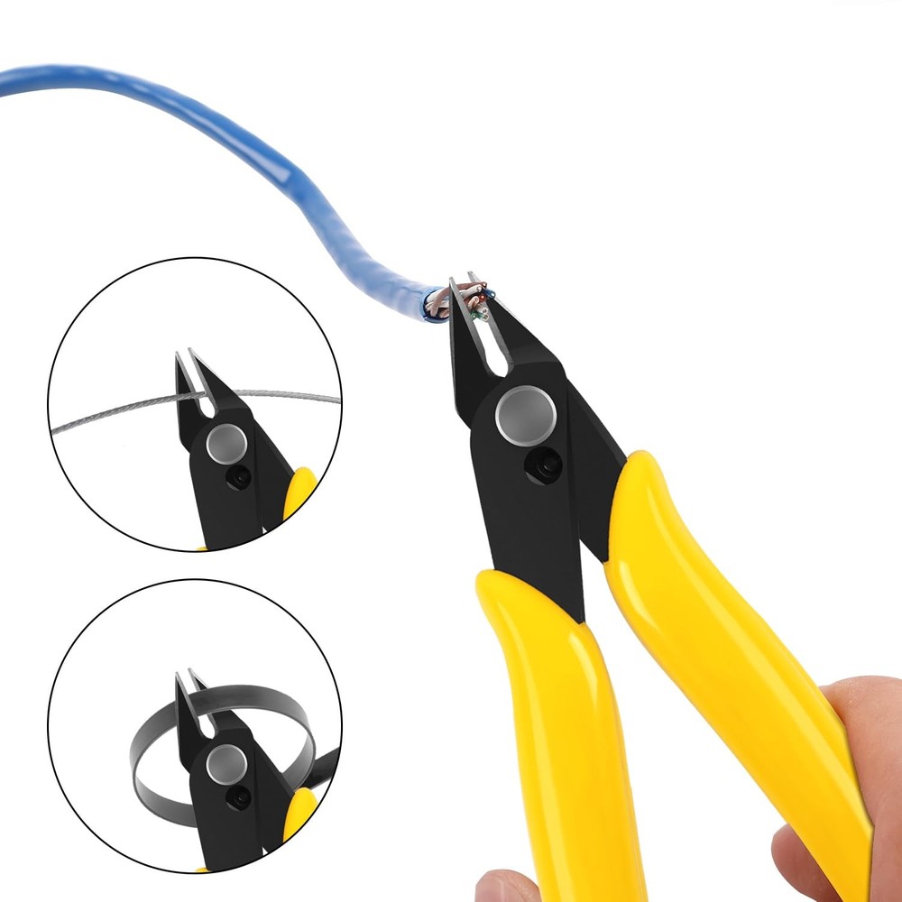 5pcs Micro Flush Cutters, Wire Cutter with 5"- 5 Pack, Yellow
