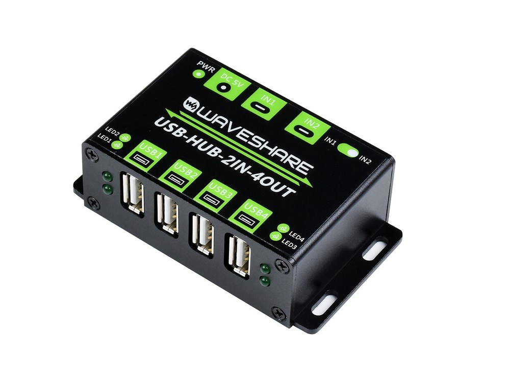 Waveshare Industrial Grade USB HUB Extending 4xUSB 2.0 Port Switchable Dual Host
