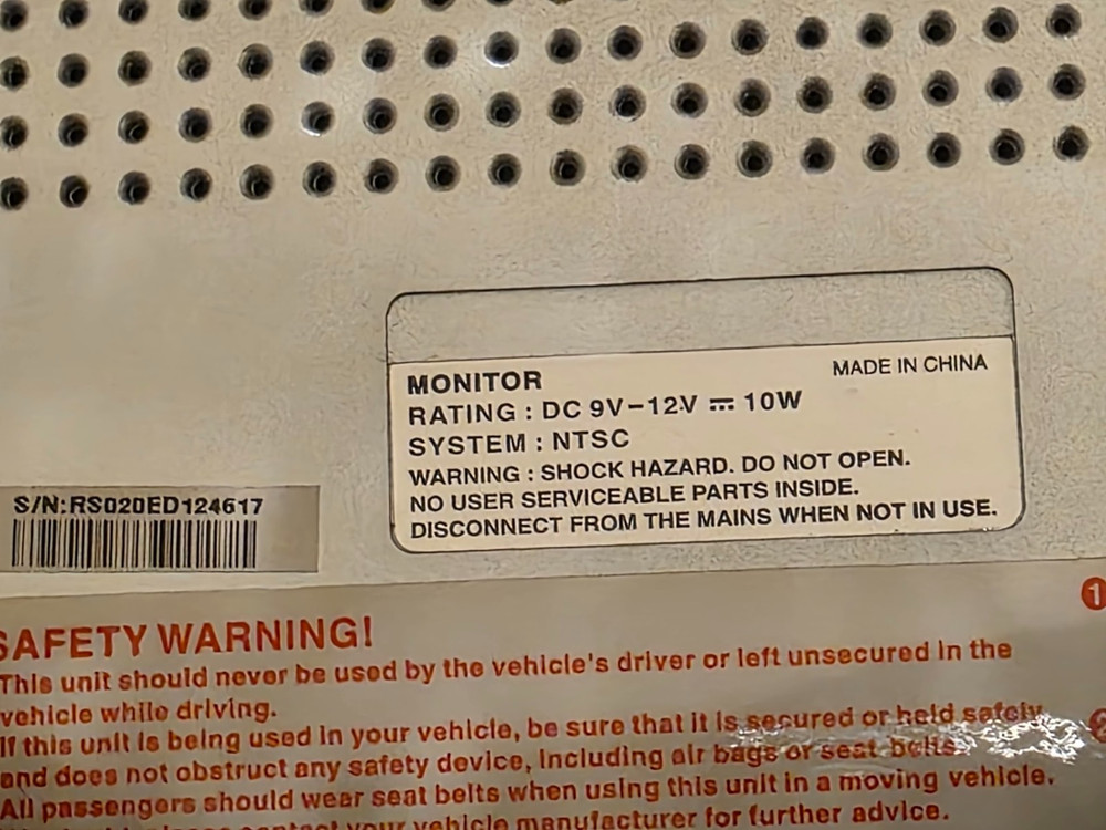 Rear Headrest Video Entertainment System Unable to Test