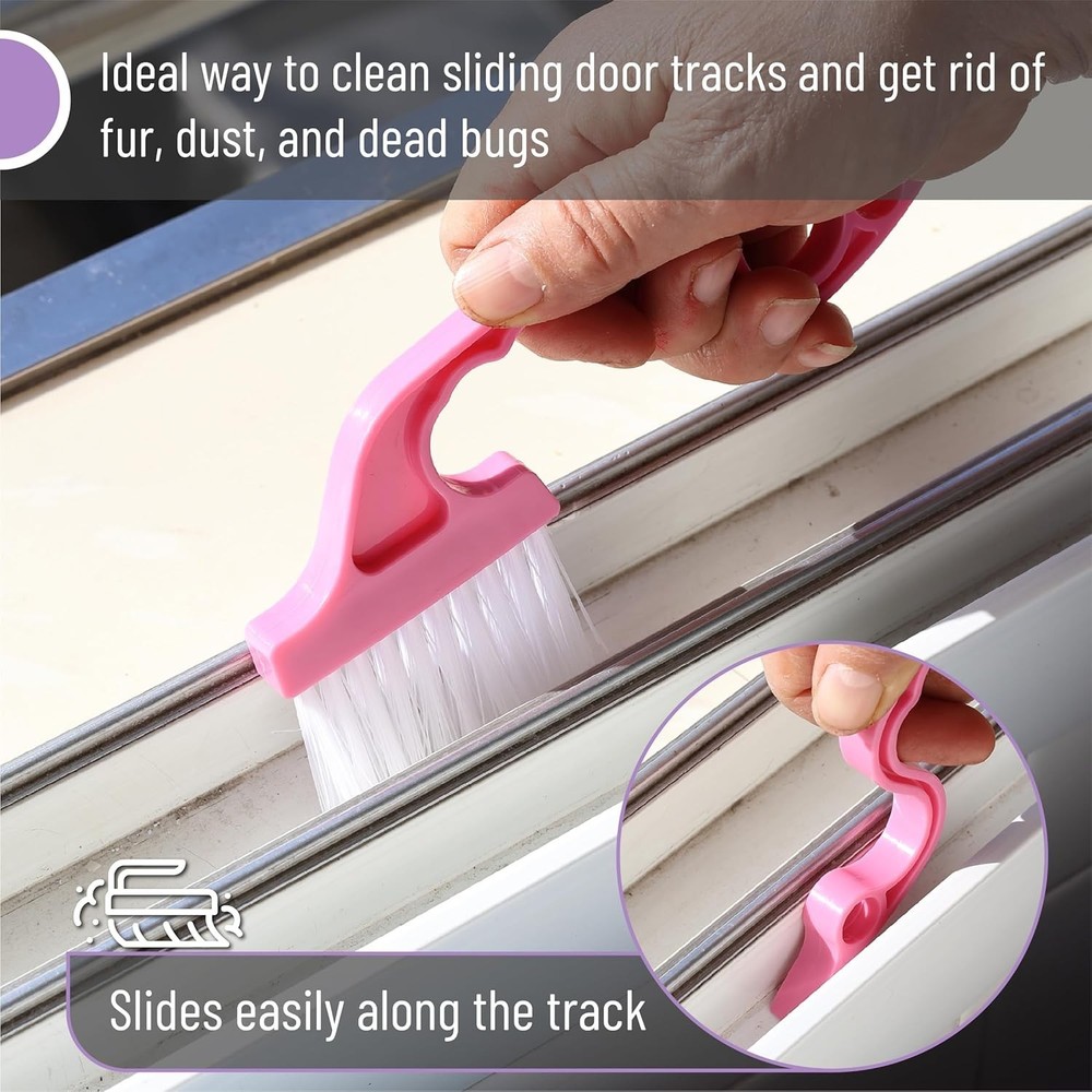 2-Pack Durable Cleaning Brushes for Window Tracks, Ergonomic Plastic Handle