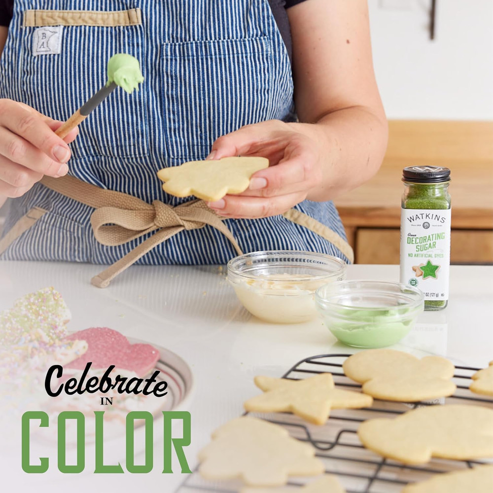 Green Decorating Sugar (No Artificial Dyes), Non-Gmo, 4.2 Ounce, 3-Pack